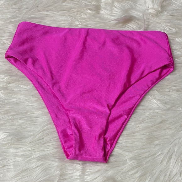 NWOT Flawed VYB Pink Shiny Butter Up High Waist XS Swim Bottoms - Picture 1 of 10
